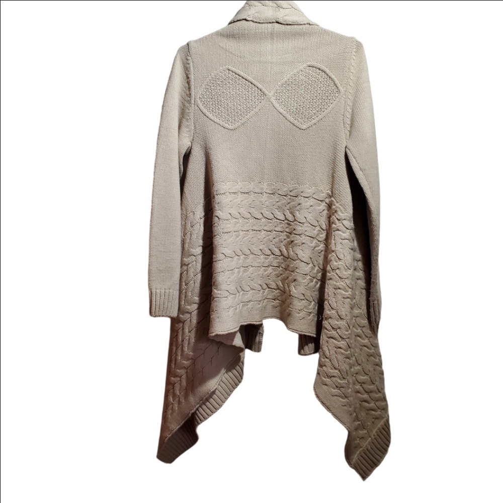 LOVE CRAZY Cable Knit Duster Cardigan Waterfall Style Open Front Size Lg. EUC - Picture 6 of 14